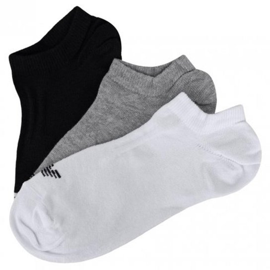 Kit Meia Cano Invisível 3 Pares New Balance Feminino - Preto, Cinza e Branco Preto-cinza-branco 35-