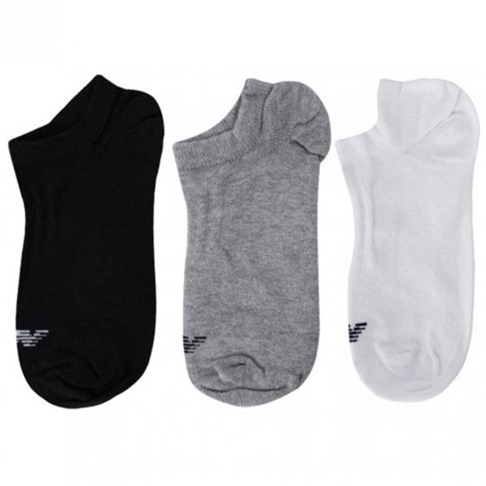 Kit Meia Cano Invisível 3 Pares New Balance Feminino - Preto, Cinza e Branco Preto-cinza-branco 35-