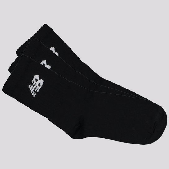 Kit Meia New Balance 3 Pares Cano Médio Preto