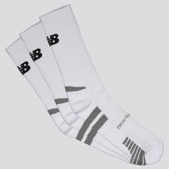 Kit Meia New Balance Cano Alto 3 Pares Branca