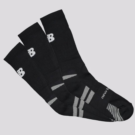 Kit Meia New Balance Cano Alto 3 Pares Preta