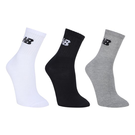 Kit Meia New Balance Cano Longo c/ 3 Pares Feminina
