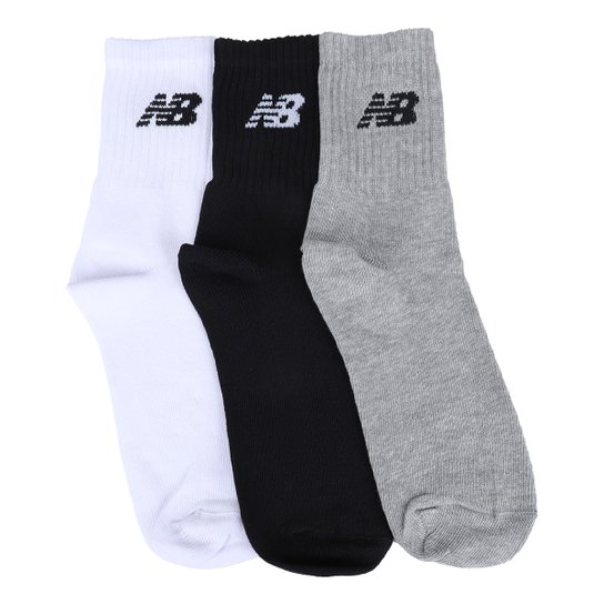 Kit Meia New Balance Cano Longo c/ 3 Pares Feminina