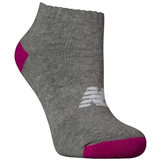 Kit Meia New Balance Soq Cano Curto Atoalhada Juvenil- Cinza e Preto e Rosa Preto-cinza-rosa 33-36