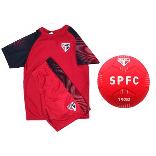 Kit São Paulo Jogador - Camisa + Shorts + Bola - Infantil