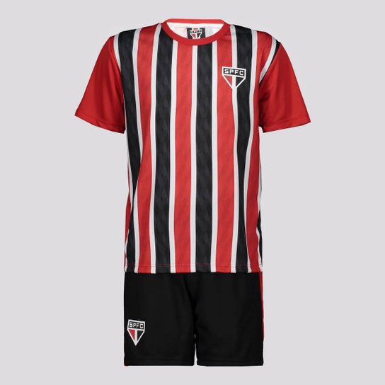 Kit São Paulo Mini Craque Infantil Vermelho e Pret