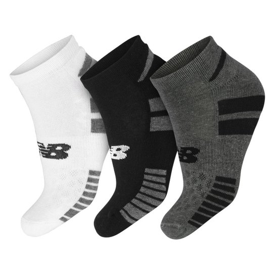 Meia New Balance Cano Invisível 35 ao 38 - Pack com 03 Pares Sortido