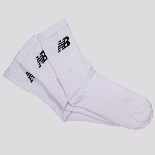 Meia New Balance Cano Longo 3 Pares Branca
