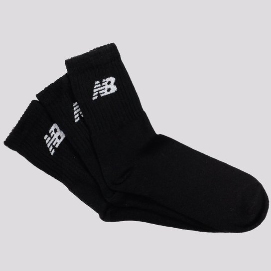 Meia New Balance Cano Longo 3 Pares Preta