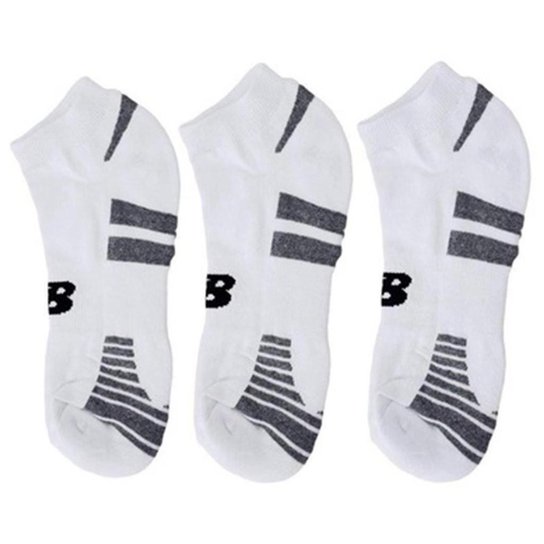 Meia New Balance Kit 3 Pares Cano Alto 39 a 42 Branco Unisex
