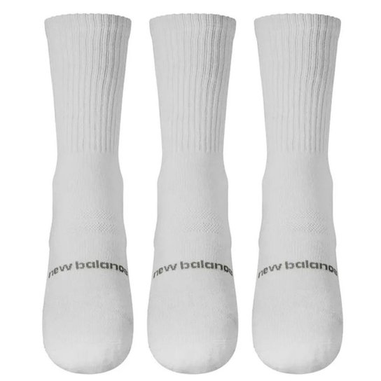 Meia New Balance Kit 3 Pares Cano Alto 39 a 43 Branco Unisex