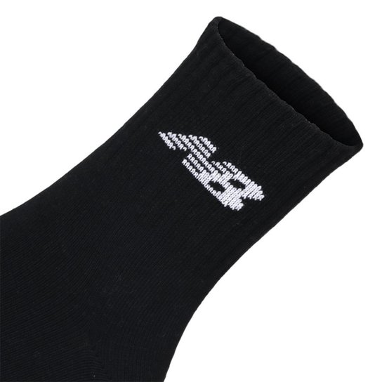 Meia New Balance Lifestyle Basic 35 ao 38 - Pack com 3 Pares - Preta