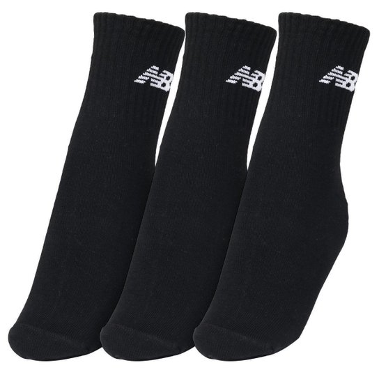 Meia New Balance Lifestyle Basic 35 ao 38 - Pack com 3 Pares - Preta