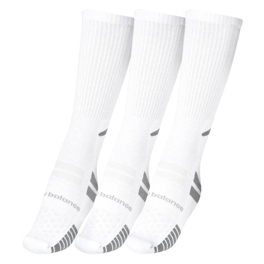 Meia New Balance Lifestyle Cano Longo 39 ao 43 - Pack com 03 Pares - Branca
