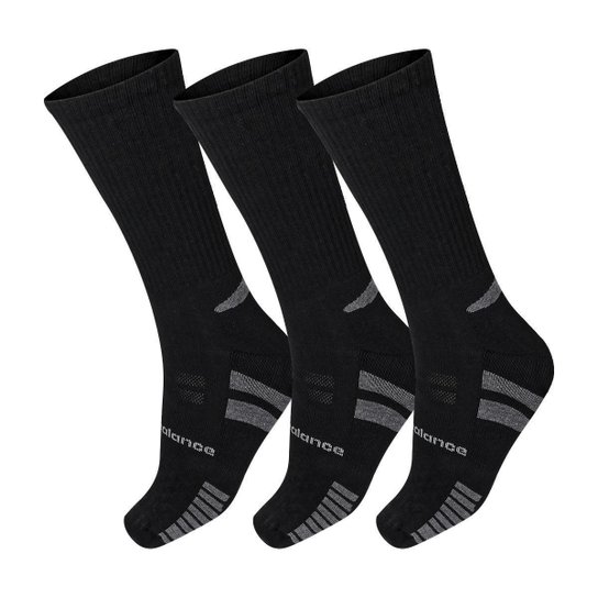 Meia New Balance Lifestyle Cano Longo 39 ao 43 - Pack com 03 Pares - Preta