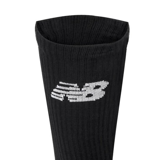 Meia New Balance Lifestyle Cano Longo 39 ao 43 - Pack com 03 Pares - Preta