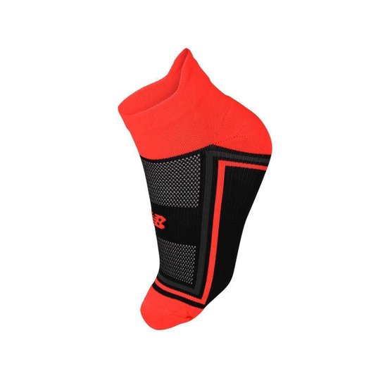 Meia New Balance Performance 3º Calcanhar Invisivel 35 AO 38 Preto e Laranja