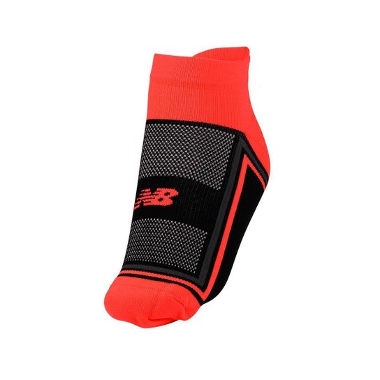 Meia New Balance Performance 3º Calcanhar Invisivel 39 AO 42 Preto e Laranja