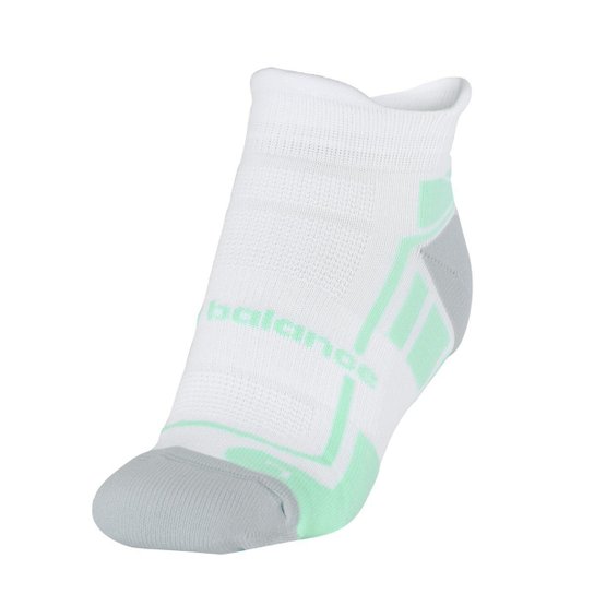 Meia New Balance Performance Invisível 35 ao 38 Branca Verde e Cinza