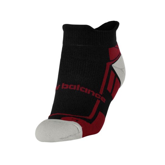 Meia New Balance Performance Invisível 39 ao 42 Preta Vermelha e Cinza
