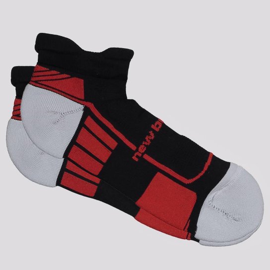 Meia New Balance Performance Preta e Vermelha