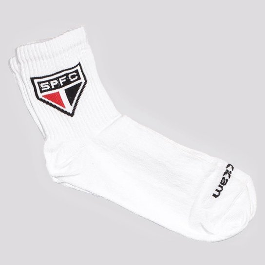 Meia São Paulo Cano Médio Escudo Branca