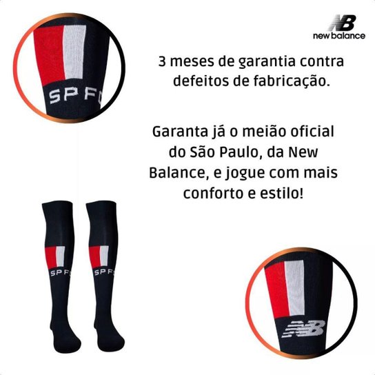 Meião Futebol São Paulo New Balance Home 2024 Adulto Cano Longo