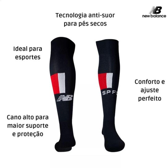 Meião Futebol São Paulo New Balance Home 2024 Adulto Cano Longo