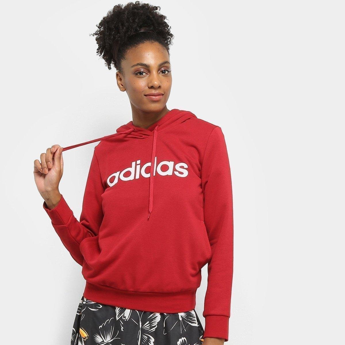 Adidas Essentials Moletom Da Adidas Vermelho Moletom Feminino