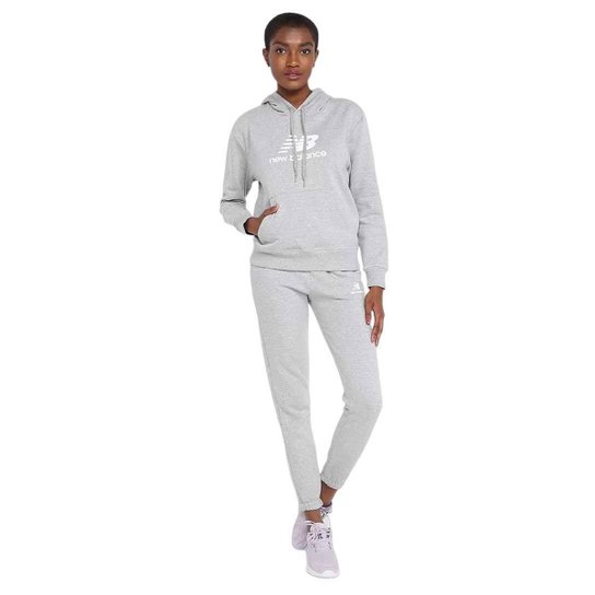 MOLETOM ESSENTIALS BASIC WT31533B-AG - CINZA CLARO/BRANCO GG