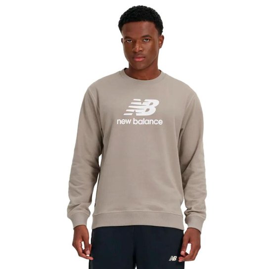 Moletom Masculino New Balance Gola Careca Cinza