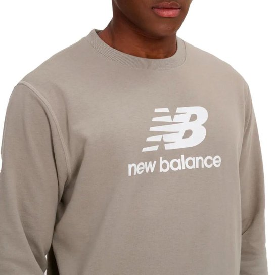 Moletom Masculino New Balance Gola Careca Cinza