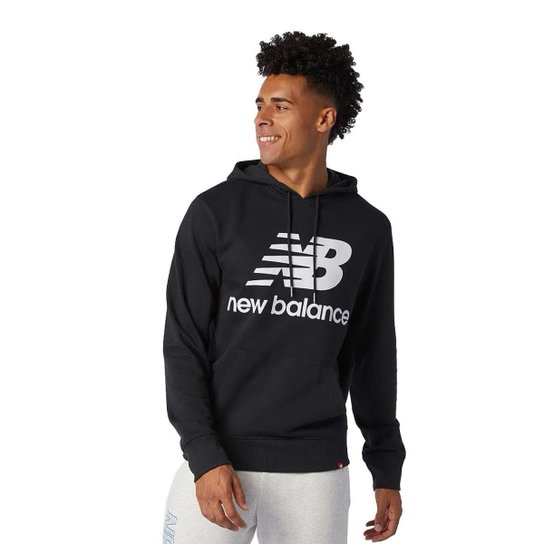 Moletom New Balance Masculino Hoodie Essentials Logo Preto