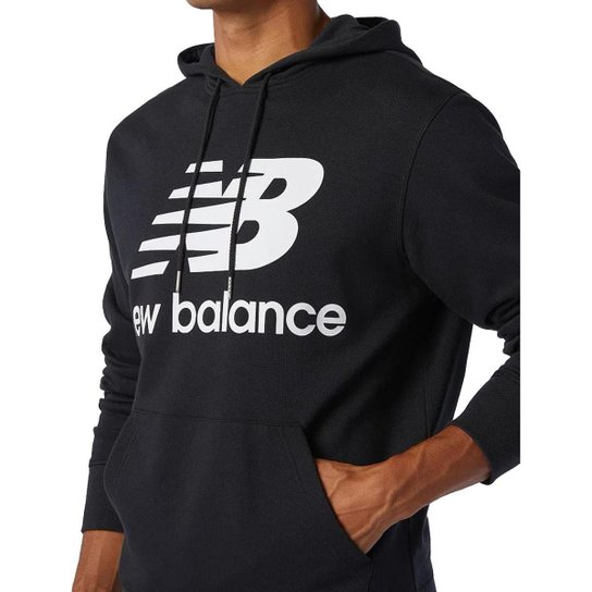 Moletom New Balance Masculino Hoodie Essentials Logo Preto