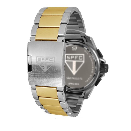 Relógio São Paulo FC Oficial Masculino Aço Luxo SPFC-003-1 Máquina Seiko