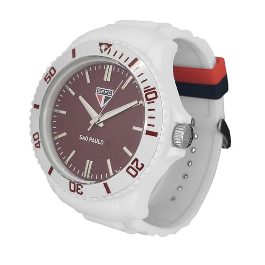 Relógio São Paulo FC Oficial Masculino Branco SPFC-001-2