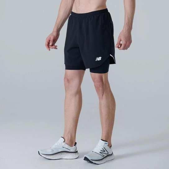 SHORTS NEW BALANCE SPEED 2 MS33282 PRETO MASCULINO