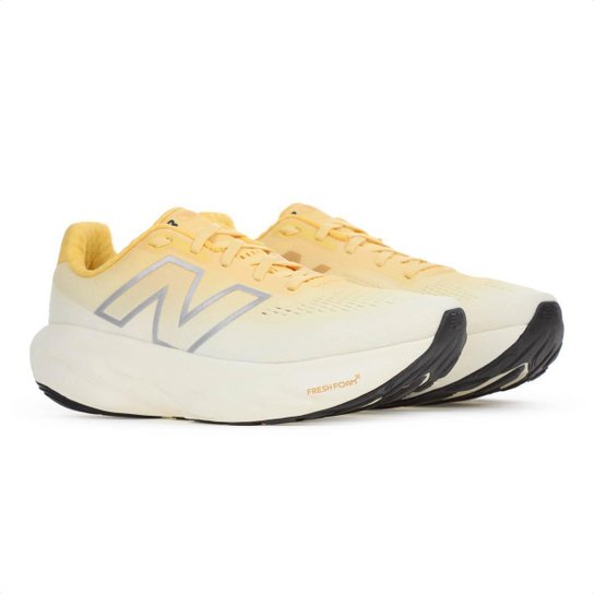 Tênis New Balance Fresh Foam X 1080 V14 Amarelo Claro e Prata - Feminino